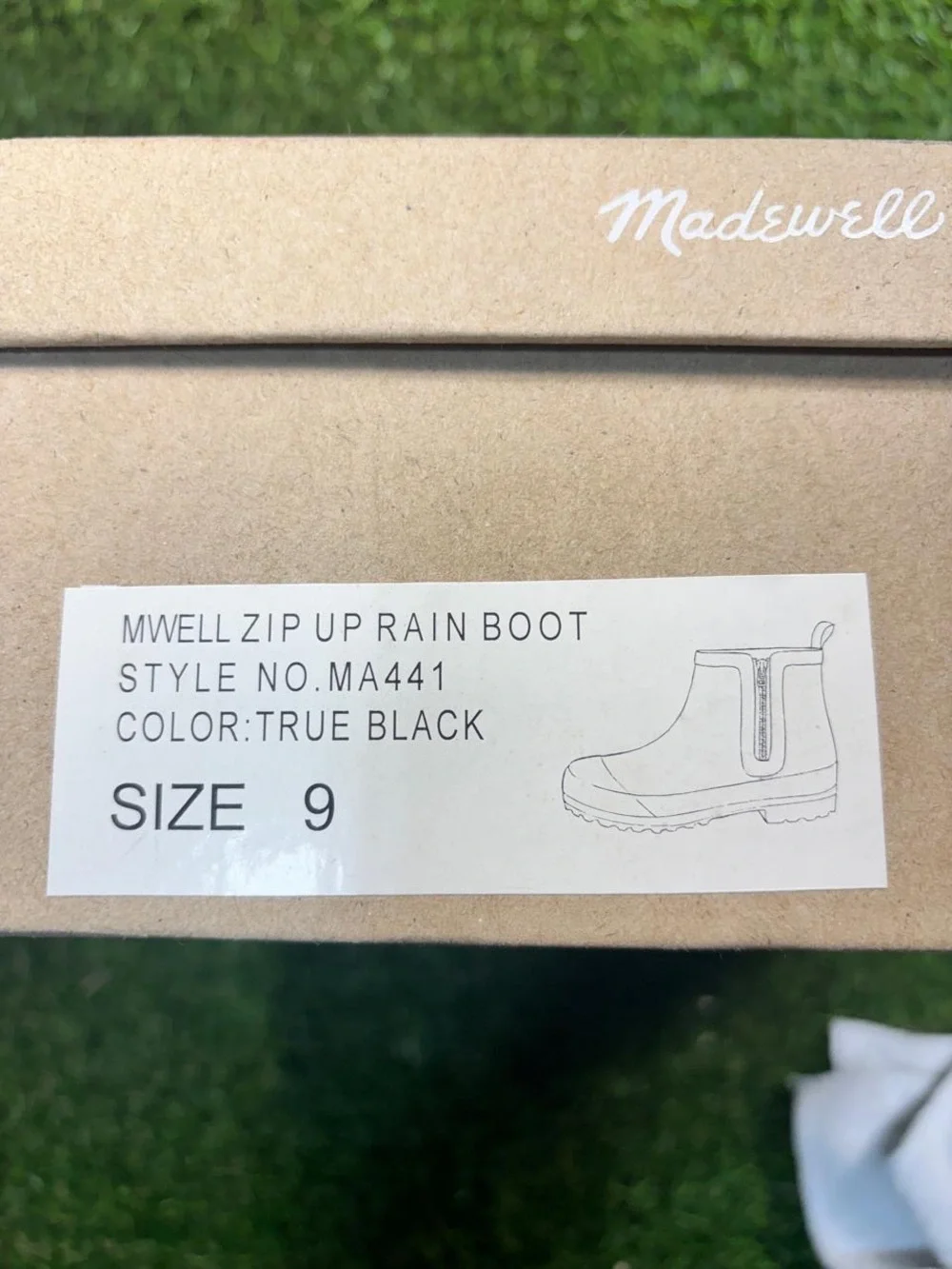 Madewell Zip Up Rain Boot Black Rubber Ankle Boots Size 9 MA441